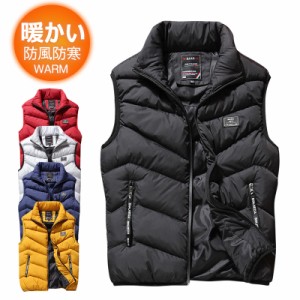 2点購入で3％OFF 中綿ベスト ベスト メンズ ジャケット 立ち襟 チョッキ ゴルフウェア 秋冬服 インナー 軽量 防風防寒 撥