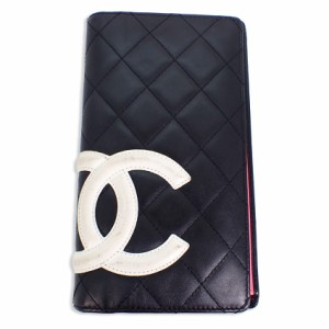 【中古】CHANEL/シャネル カンボンライン ブラックｘピンク 長財布[b29-50］