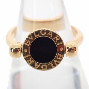 【中古】BVLGARI/ブルガリ 750PG オニキス/珊瑚 ブルガリブルガリ フリップ リング 7号[g265-59］