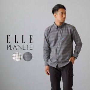 チェックシャツ メンズ ネルシャツ 秋 冬 ELLE PLANETE ブランド エルプラネット チェック カジュアルシャツ ビジネス ボタンダウン レギ