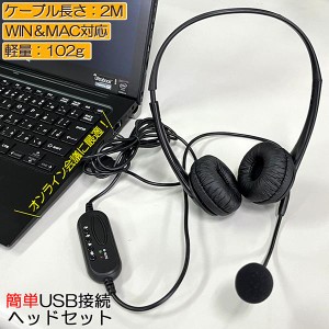 ヘッドセット usb マイク 有線 ヘッドホン コンピューターヘッドセット PC ヘッドセット マイク付き テレワーク ミュート機能付き 両耳ボ