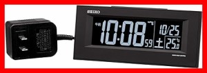 セイコークロック(Seiko Clock) 置き時計 01:黒 本体サイズ:6.4×15.4×3.9cm 目覚まし時計 電波 交流式 デジタル BC413K