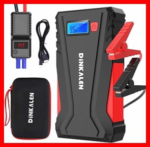 DINKALEN ジャンプスターター 12V車用 エンジンスターター QC3.0充電 12800mAh ピーク電流800A ポータブル 緊急ライト搭載 スマホ急速充