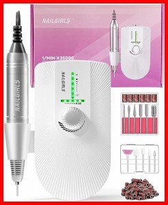 NAILGIRLS 電動ネイルマシン 充電式　35000 rpm ジェルネイル オフ 電動 11個のビット キット ネイルケア　プロ用　爪切り 爪磨き　甘皮