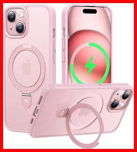 CASEKOO iPhone 15 用 ケース 【新生活に役立つ・多機能一体】 Magsafe対応 米軍MIL規格 耐衝撃 隠しスタンド 指紋防止 マット仕上げ 黄