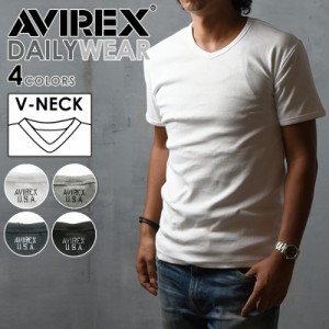AVIREX アビレックス Vネック 半袖 Tシャツ 6143501（617351）アヴィレックス Tシャツ デイリー メンズ カットソー 人気