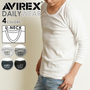 送料無料（ゆうパケット）AVIREX アビレックス リブ Uネック 七分袖Tシャツ 6143509（6123226）アヴィレックス Tシャツ 七分袖 パックT 