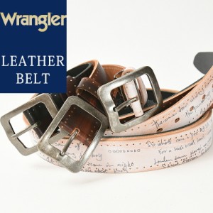 【ベルト カジュアル 人気第1位】Wrangler/ラングラー アンティークバックル レーザー彫サイド金箔入り ベルト WR4031 メンズ 本革 カジ