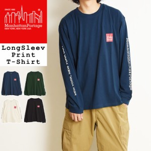 マンハッタンポーテージ Manhattan Portage ロングスリーブプリントTシャツ MP-M371 LongSleev L/S Tシャツ ロゴ 胸ポケット ワンポイン