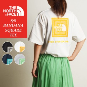 送料無料(ゆうパケット) ノースフェイス THE NORTH FACE バンダナ柄 スクエアロゴ 半袖 Tシャツ S/S Bandana Square Logo Tee レディース