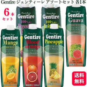 6本セット  Gentire ジェンティーレ 1000ml アソート 各1本 ブラッドオレンジジュース パイナップルジュース フルーツミックスジュースグ