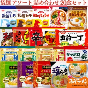 20食セット  マルちゃん 日清食品 明星 サンヨー 農心 袋麺 アソート 詰め合わせ 各1個 サッポロ一番 カレーうどん マルちゃん正麺 チキ