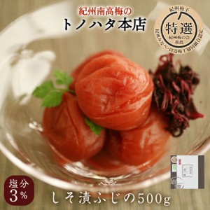 梅干し 特選 紀州南高梅 藤乃 塩分3％ 500g 【トノハタ公式】｜ 梅干 うめぼし しそ漬 食品 おすすめ 人気 高級 誕生日 お中元 お歳暮 送