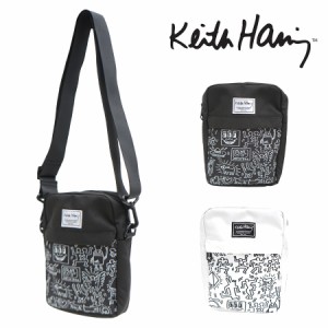 【KeithHaring】15804 縦型ショルダーバッグ 鞄 ショルダー 斜めがけ 軽量 キースヘリング ユニセックス 男女兼用 ブラック ホワイト 使