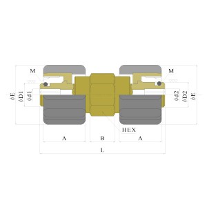 共栄ハイドリック　高圧洗浄機用継手　Ｍ２２ナットｘＭ２２ナットタイプ　Ｍ２２ｘ１．５　ＮＣ−２５