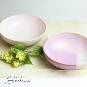 食器 おしゃれ 萩焼 Shikisai ボウルMペアセット （木箱） 和食器 椿萩窯 青 ピンク