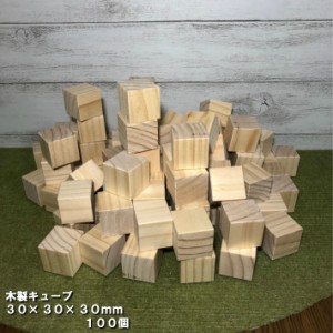 【30×30】木製キューブ　30×30×30ｍｍ　100個｜木材 木 天然木 積木 積み木 キューブ ハンドメイド クラフト 端材 工作 木工 サイコロ