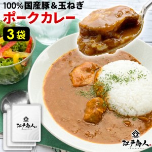 ポークカレー 中辛 200g 3袋 豚カレー 本格派 レトルト食品 国産 豚肉・たまねぎ使用 3パック入り 送料無料 非常食 保存食 子供 酒のつま