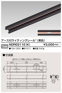 東芝ライテック NDR0211E(K) 6形アース付レール1m黒 TOSHIBA