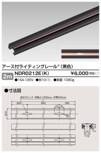 (法人様宛限定)東芝ライテック NDR0212E(K) 6形アース付レール2m黒 TOSHIBA