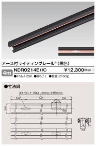 (法人様宛限定)東芝ライテック NDR0214E(K) 6形アース付レール4m黒 TOSHIBA