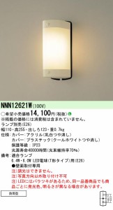 パナソニック NNN12621W LED電球防雨型ブラケット本体 壁直付型 ランプ別売 Panasonic