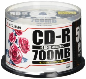 三菱化学メディア CD-R 700MB 4~48倍速対応 50枚スピンドルケース入印刷可能ホワイトレーベル SR80PP50