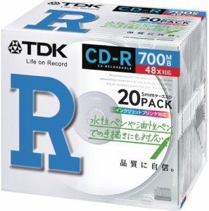 TDK データ用 CD-R 700MB 48X ホワイトプリンタブル 20枚パック CD-R80PWX20A
