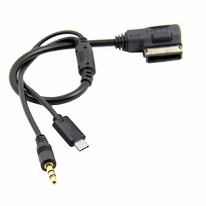 Cablecc Media In AMI MDI→ステレオ 3.5mm オーディオ & USB-C AUXアダプターケーブル 車用 VW 2014 A