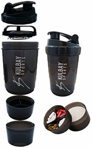 Kulbay Sports 2.0 | プロテインシェイカー 600ml | シェーカーボトル | サプリ入り容器 スマートシェイク | 目盛り付き