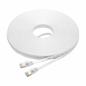 Cat7 LANケーブル 20m ホワイト， FOSTO イーサネットケーブル ウルトラフラットケーブル 高速 STP 爪折れ防止 RJ45コネクタ