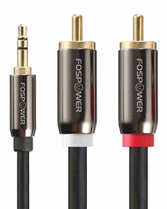 FosPower (1.8m) 3.5mm ステレオミニプラグ to 2RCA (赤/白) 変換 ステレオオーディオケーブル (オス-オス)【24K金