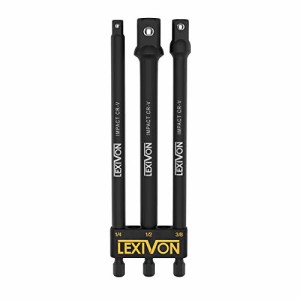 LEXIVON インパクトグレード ソケット 3点のアダプター セット「ホルダー付き」6” 延長ビットアダプター、 6.35mm (1/4”) インチ