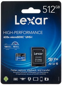 Lexar High-Performance 633x microSDXC 512GB LSDMI512BB633A SD変換アダプター付属 【正規輸