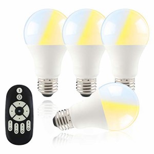 共同照明 【4個セット】LED電球 60w形 E26 無段階調光 調色 リモコン遠隔操作 GT-B-9WT2-4B-Y 9w led照明 リモコン付き