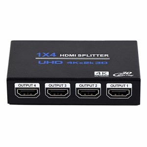 1x4 HDMIスプリッター HDMI 分配器 1 入力 4 出力 HDMIスプリッターオーディオビデオディストリビューターボックス 3D 4K x