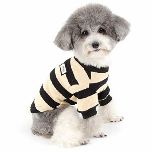 ZUNEA 犬服 秋冬 ニット セーター 小型犬 おしゃれ かわいい ストライプ コート ジャケット 暖かい 防寒 綿服 冬服 あたたかい tシャツ