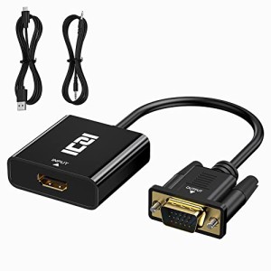 ICZI HDMI VGA変換アダプタHDMI(メス) to VGA（オス ） 変換音声出力 ブラックHDMIケーブルD-SUB変換高速1080 60