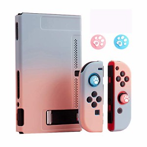 Switch対応・ハードケース、Joy-Conカバー 分体式 耐久性 PC素材 全面保護ケース、耐衝撃 キズ防止、着脱簡単 指紋防止 (ブルー＆ピンク