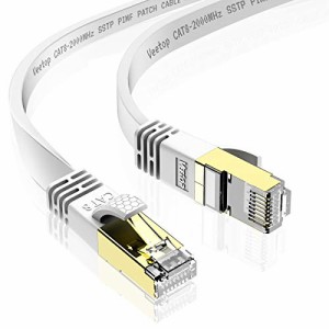 CAT8 2m Veetop LANケーブル フラット CAT8 カテゴリ8 有線ケーブル WiFiケーブル 接続安定 鍍金コネクタ RJ45 爪折れ