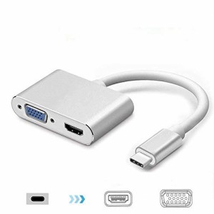 USB Type C to HDMI VGA アダプタ，USB-C to hdmi vga 2-in-1 ハブ コンバーター 変換アダプタ 4K画質