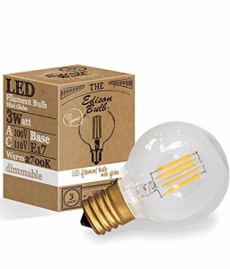 エジソンバルブ LED電球 E17 (ミニGLOBEクリア) 調光器対応 電球色 3W 300lm