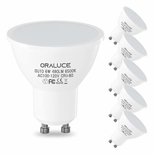 LED電球 GU10口金 ORALUCE スポットライト 50W形相当 6W 480lm 6500K 昼光色 調光不可 省エネ 長寿命　ビーム角度12