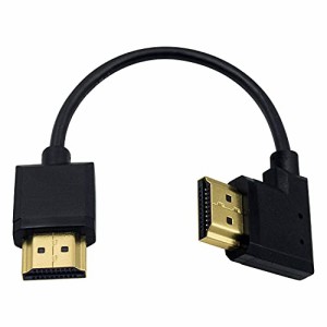 Duttek HDMI2.0ケーブル，0.15m 短いHDMI ケーブル，L型HDMI アダプタ右向き 90 度HDMI オスオスケーブル，超極細10