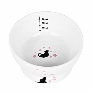 Pknoclan 脚付フードボウル 猫柄ウォーターボウル 猫食器陶器 食べやすい猫えさ皿 水飲みボウル、吐き戻し防止 洗いやすい、小型犬にも