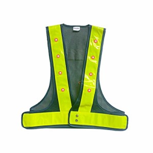 [Parrowboss] 安全反射ベスト、16個の赤色ライトメッシュ発光警告ベスト、事故防止、夜間工事指導、交通、サイクリング、ランニングに適