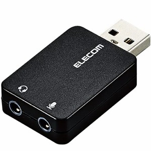 エレコム USBオーディオ変換アダプタ φ3.5mm USB to ステレオミニジャック 3極 4極 対応 ノイズ解消 直挿しタイプ ブラック USB