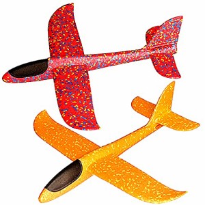 [TradeWind] 手投げ飛行機 グライダー 飛行機 プレーン 手投げ 組み立て 公園遊び 模型 航空機 水平飛行 回転飛行 おもちゃ(赤/オレン