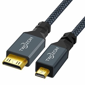 Twozoh Micro HDMI to Mini HDMI 変換 ケーブル 1M (タイプD-タイプC) 4K 60Hz、ミニHDMI toマイクロ