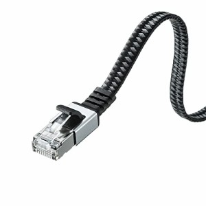 サンワサプライ LANケーブル CAT6A メッシュフラット メタルコネクタ 10Gbps/500MHz ギガビット イーサネットケーブル ツメ折れ防